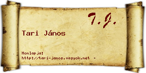 Tari János névjegykártya